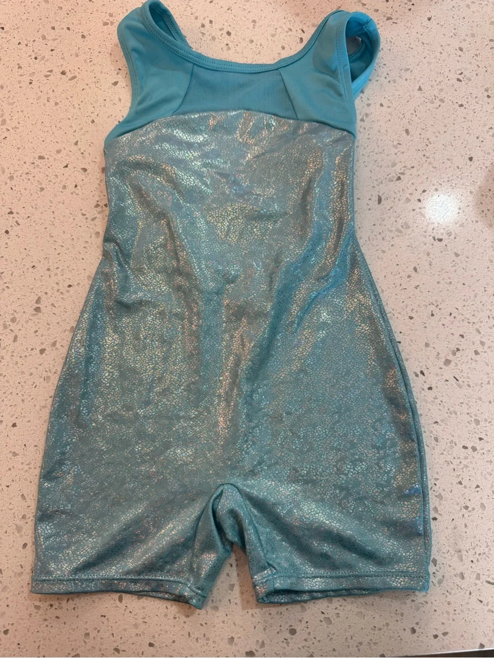 Magic Shimmery Teal Girls Athletic Romper